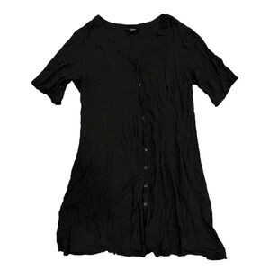 Monkl Black Mini Button Down Viscose Dress XL